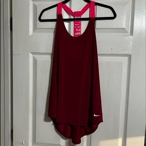 Burgundy and Pink Nike Dri-Fit Tank Top